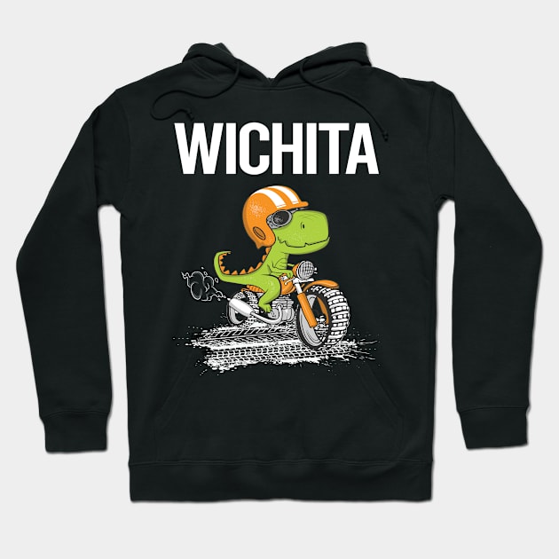 Biking Dinosaur Wichita Hoodie by flaskoverhand